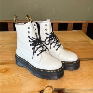 Dr. Martens White and Black Lace-Up Boots
